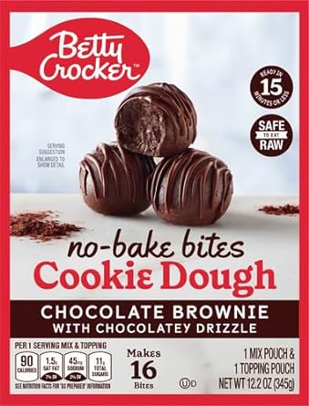 Betty Crocker No-Bake Bites Chocolate Brownie Cookie Dough, 12.2 oz