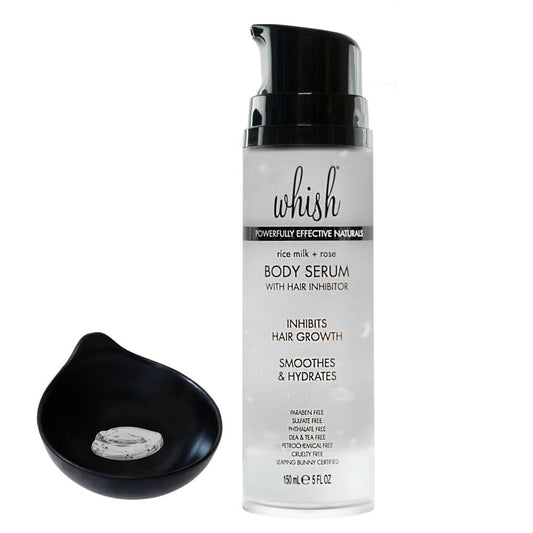 Whish Rice Milk & Rose Body Serum With Hair Inhibitor - Gel Moisturizer & Aftershave For Women - Post Wax Care For Shaving, Lazer, & Waxing - Hydrating Formula - Paraben & Sulfate Free - 5 Oz