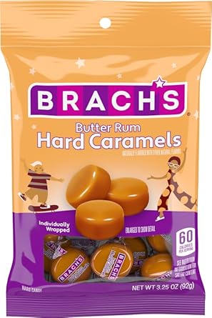 Brach'S Nips Butter Rum Flavored Hard Candy, Individually Wrapped Pieces, 3.25 Ounce Bags (Pack Of 12)