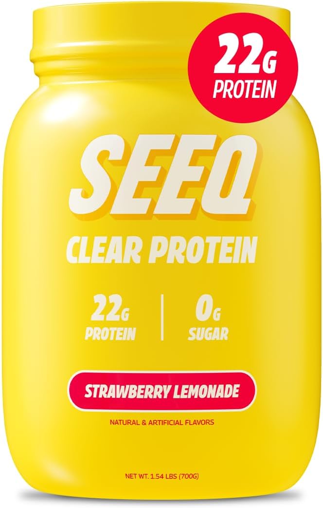 Seeq Clear Whey Isolate Protein Powder, Strawberry Lemonade - 25 Servings, 22G Protein Per Serving - 0G Lactose, Sugar-Free, Keto-Friendly, Soy Free - Juice-Like Protein, Post-Workout