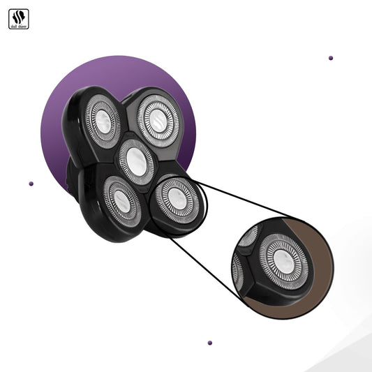 Skull Shaver Carver 5 Head Replacement Blade - Efficient Shave For Coarse Hair - Flexing Rotary Blades - Easy Maintenance - Fits Pitbull Shavers