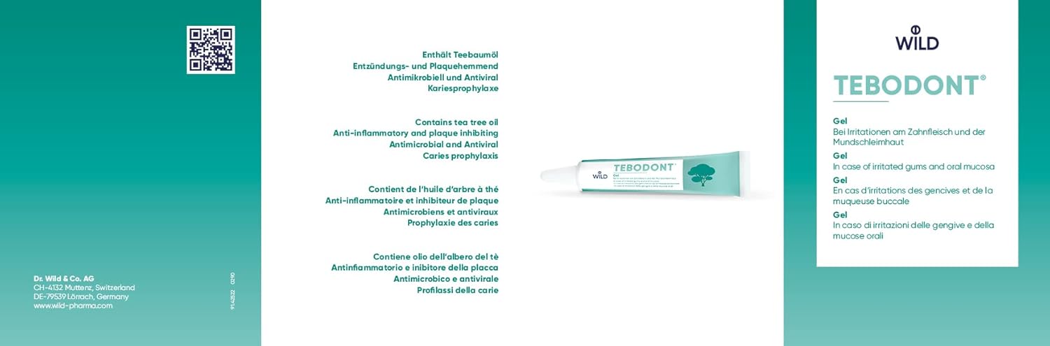Tebodont Gel, For Intensive Care, Soothes, Cares For And Regenerates The Gums, Contains Tea Tree Oil