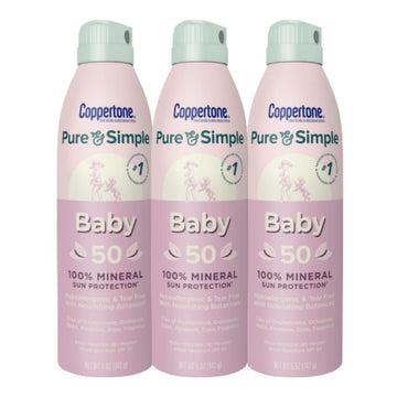 Coppertone Pure And Simple Baby Spray Sunscreen Spf 50, Broad Spectrum Sunscreen For Baby, 5 Oz Bottle, Pack Of 3