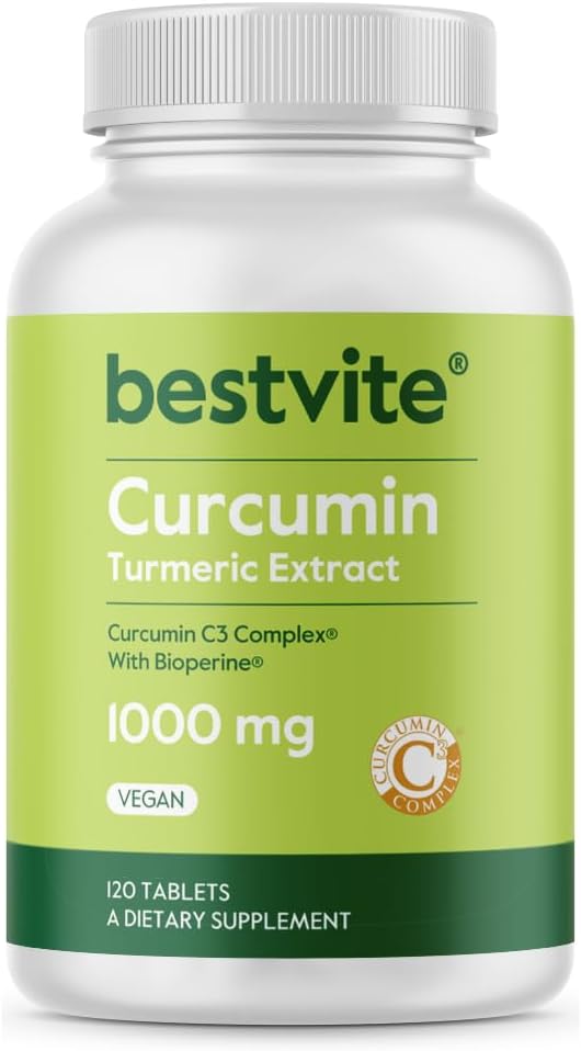 Curcumin 1000Mg (Turmeric)(120 Tablets) Made With Curcumin C3 Complex & Bioperine - Standardized To 95% Curcuminoids - Vegan : Health & Household