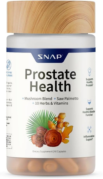 Snap Supplements Prostate Health Support Supplement - Natural Prostate Supplements for Men with Organic Saw Palmetto Extract & Turmeric, Prostate Support, Urinary Tract Health (90 Capsules)