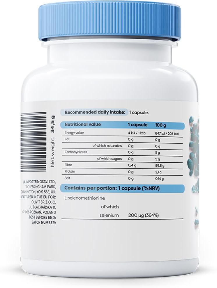 Osavi Selenium 200 µg – 90 Vegan Capsules | Highly Absorbable L–Selenomethionine | Supports Immune System, Thyroid Function & Normal Hair & Nails | Protects Cells From Oxidative Stress