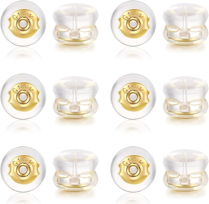 Silicone Backs Replacements – Hypoallergenic Locking Earring Backs for Studs & Heavy Earrings, Soft Clear Earring Stoppers for Adults & Kids(6 Pairs)
