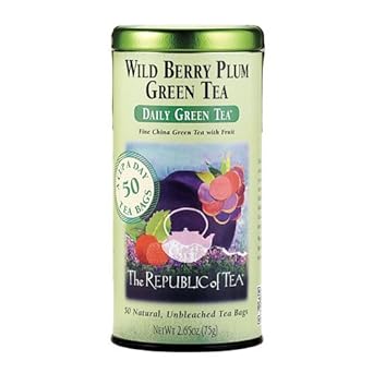 The Republic Of Tea Wild Berry Plum Green Tea, 50-Count