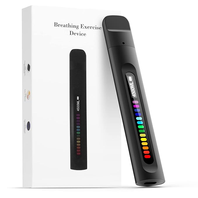 Breathing Training Device, Respiratory Muscle Training for Better Breathe, Guided Smart Breathing Exercise Assistant for Athletes and Sportspersons.