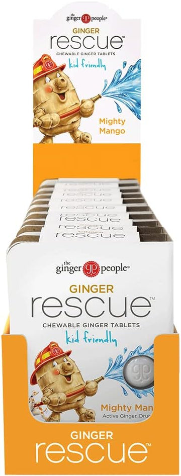 Mighty Mango Rescue Chewable Tablets by The Ginger People ? Drug Free Digestive Health, Chewable Tablets, Mighty Mango Flavor, 0.55 Oz, 240 Tablets, (Pack of 10)