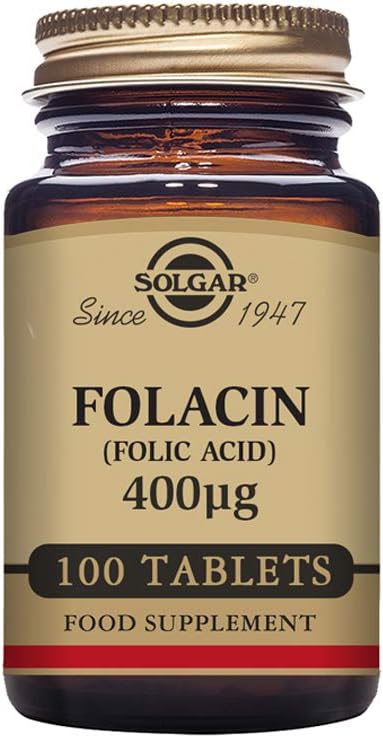 Solgar Folacin (Folic Acid) 400 µg Tablets - Pack Of 100 - Supports Maternal Tissue Growth - Reduce Tiredness And Fatigue - Vegan And Gluten Free