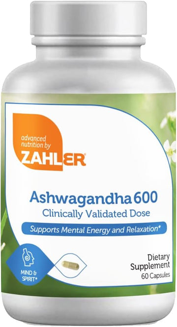 Zahler Ashwagandha Capsules, KSM-66 Aswhagandha 600mg Supplement, Rela