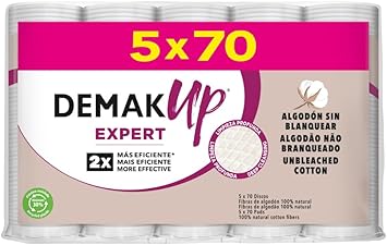 Demak'Up Expert Round Cotton Pads, Makeup Removal, 350 Cotton Pads, Pack Count 5 (5X70)