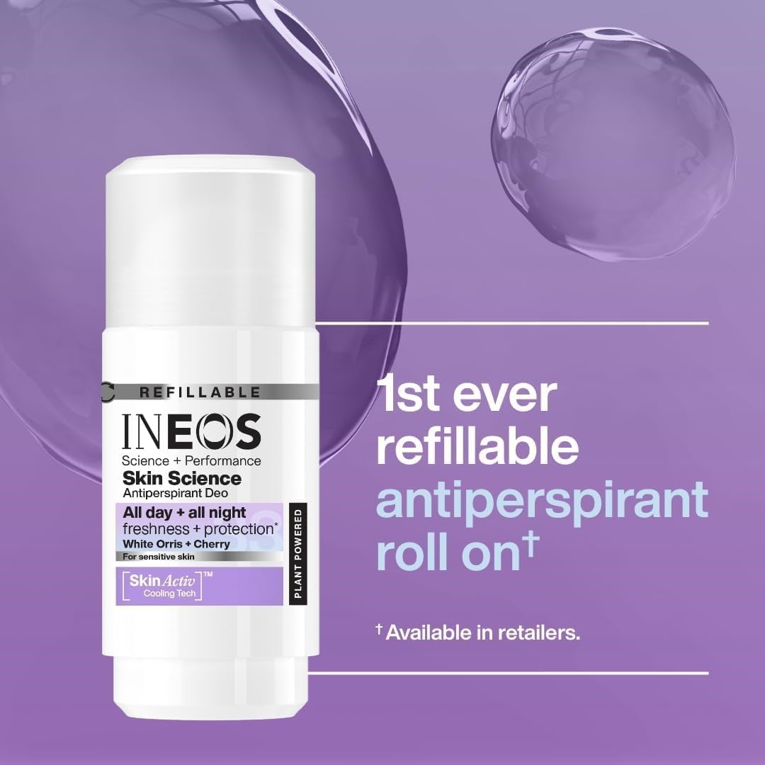 INEOS Skin Science - All Day + All Night 24H Freshness + Protection Antiperspirant Deodorant Roll On White Orris + Cherry - With SkinActiv Cooling Tech™ - Plant Powered 50ml : Amazon.co.uk: Beauty