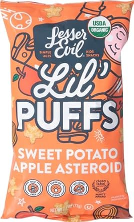 Lesserevil Organic Sweet Potato Apple Lil' Puffs, 2.5 Oz (Pack Of 2)