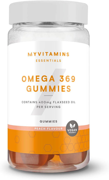 Myprotein Omega 3-6-9 Peach Flavored Gummies – Vegan Omega Supplement With Flaxseed & Borage Oil – Essential Fatty Acids For Heart, Brain, Joint & Eye Health – 60 Chewable Gummies