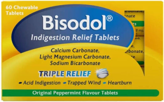 Bisodol Original Peppermint Flavour 60 Chewable Tablets, 60.0 Count