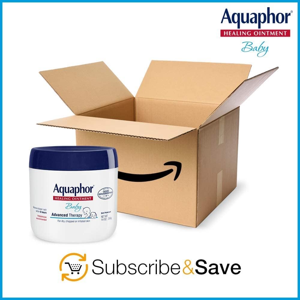 Aquaphor Baby Healing Ointment Advanced Therapy Skin Protectant for Chapped or Dry Skin, Drool Rash and Diaper Rash Ointment, 14 Oz Jar : Baby