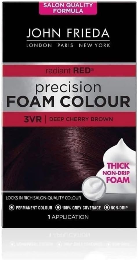 John Frieda Precision Foam Colour 3VR, Deep Cherry Brown Hair Dye, Salon-Finish Deep Cherry Brown Permanent Hair Colour, 100% Grey Coverage : Amazon.co.uk: Beauty