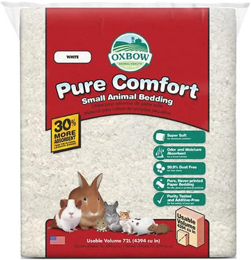 Oxbow Pure Comfort Small Animal Bedding - Odor & Moisture Absorbent, Dust-Free Bedding For Small Animals, White, 72 Liter Bag