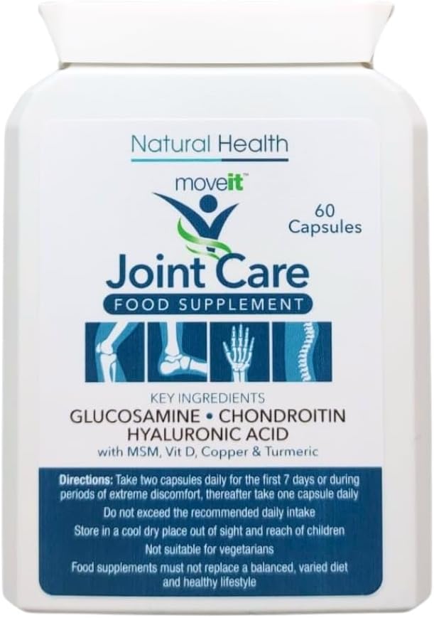 Moveit Joint Care Supplement – 60 Capsules | Glucosamine, Chondroitin, Msm, Turmeric, Hyaluronic Acid, Vitamin D & Copper | Bone & Muscle Support For Mobility, Flexibility & Comfort - 2 Month Supply
