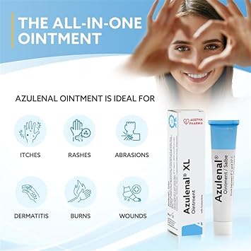 Azulenal Ointment With Guaiazulene – Itch Relief & Wound Healing Cream For Burns, Cuts, Insect Bites, Hemorrhoids, Anal Fissures, Nappy Rash & Sore Nipples – Soothes Redness, Pain & Itching - 3 Pack
