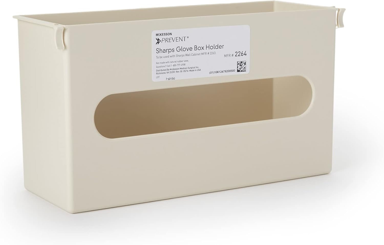 Mckesson Prevent Glove Box For Sharps Cabinet - Vertical Mounting, Plastic, Putty Color - 11 In L X 3 7/8 In D X 6 1/2 In H, 2 Count