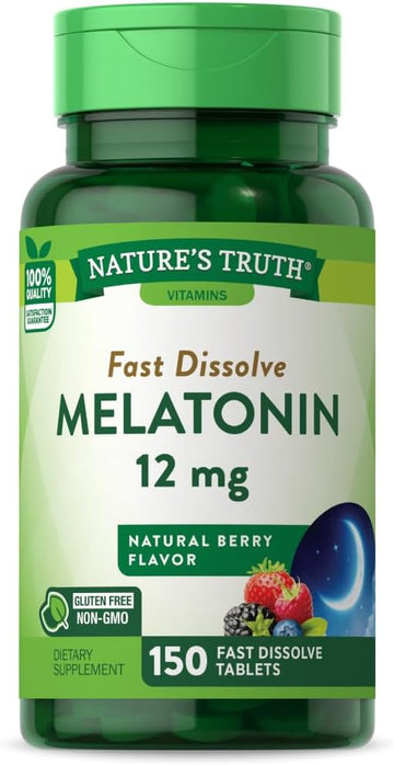Nature'S Truth Melatonin Tablets | 12 Mg | 150 Count | Quick Dissolve Vitamin | Non-Gmo & Gluten Free Supplement For Adults | Natural Berry Flavor