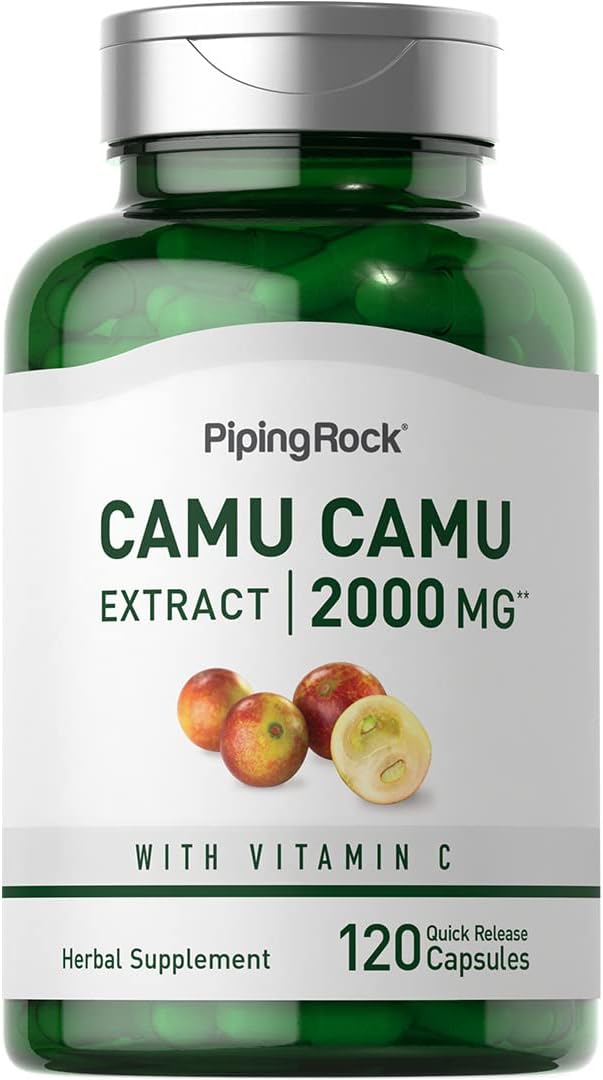 Piping Rock Camu Camu Capsules 2000mg | 120 Pills | Fruit Extract | with Vitamin C | Non-GMO, Gluten Free Supplement