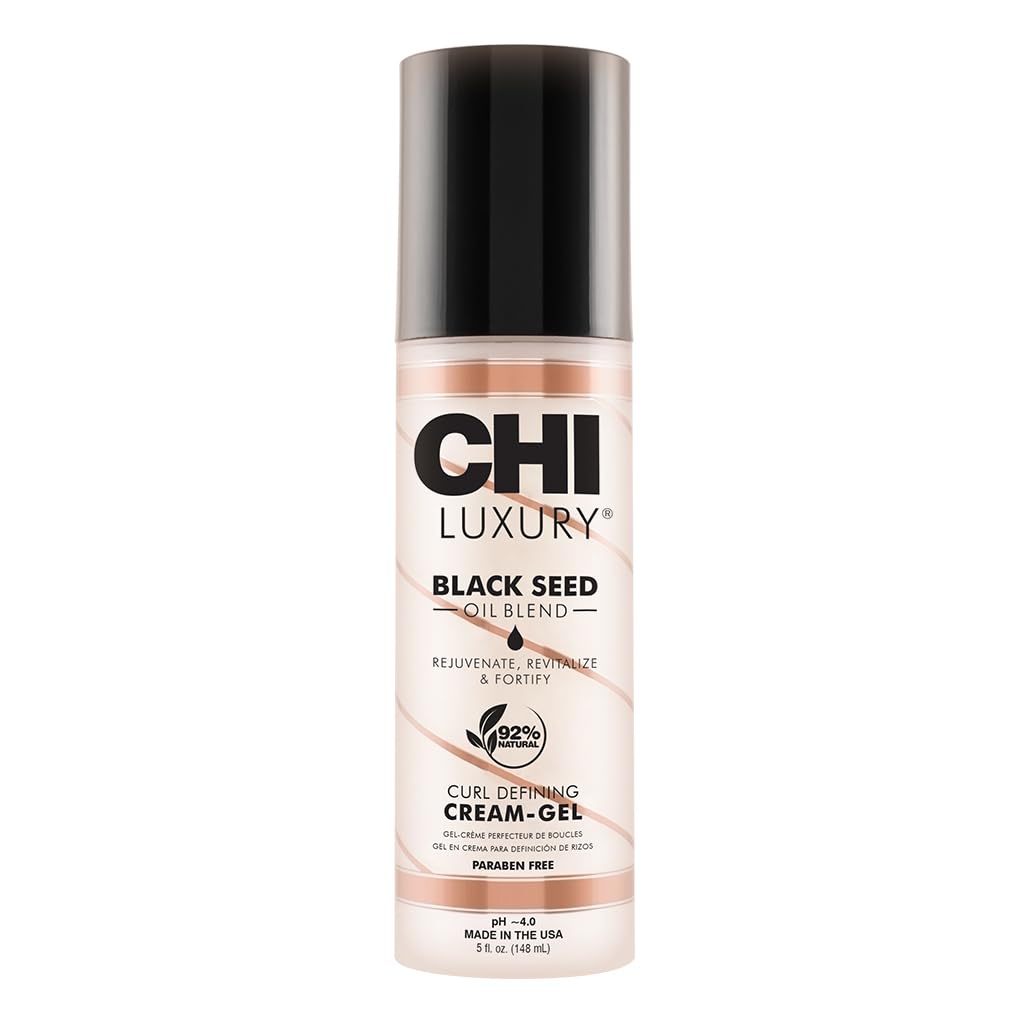 Chi Luxury Black Seed Oil Curl Defining Cream Gel, Defines Curl, Controls Frizz & Strengthens Hair For Shine, Sulfate, Paraben & Gluten-Free, 5 Oz