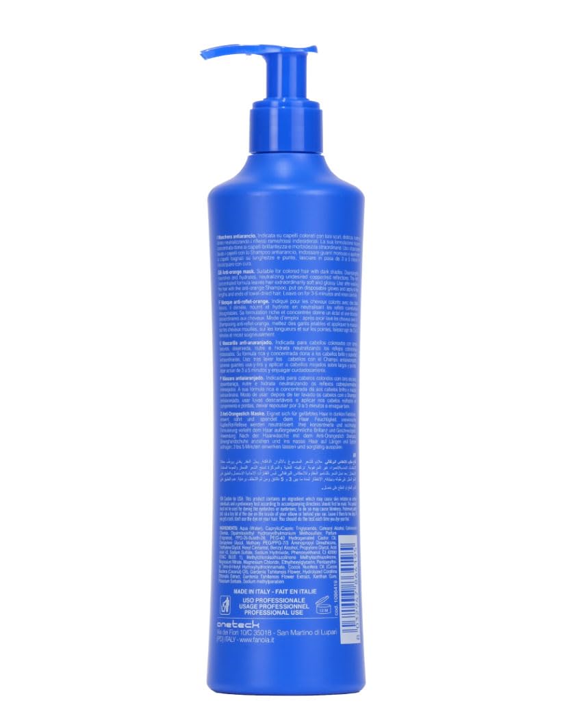 Fanola No Orange Mask - Blue Color Depositing Treatment for Dark Tones, Removes Brassiness from Color-Treated Hair - Conditioning, Detangling, and Hydrating 11.83 Fl Oz : Beauty & Personal Care