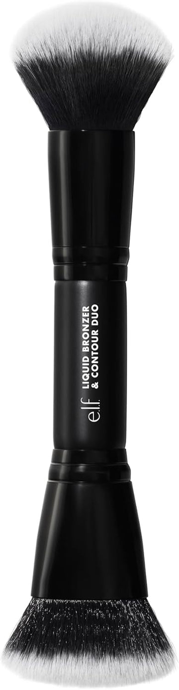 E.L.F. Camo Liquid Bronzer & Contour Duo Brush, Dual-Ended Face Makeup Brush, For A Sun-Kissed, Sculpted Complexion, Synthetic Bristles, Vegan & Cruelty-Free
