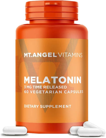 Mt. Angel Vitamins - Melatonin, 3Mg Time Released (60 Vegetarian Capsules)