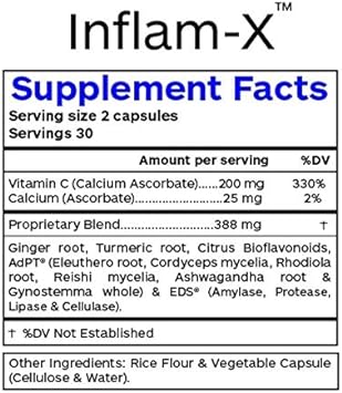 Professional Botanicals Inflam-X-Vegan Immune System and Circulatory Support - 60 Vegetable Capsules : Health & Household