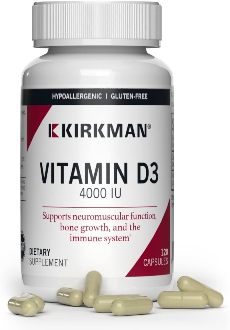 Kirkman - Vitamin D3 4000 Iu - 120 Capsules - Supports Immune Health - Helps Build Strong Bones - Hypoallergenic