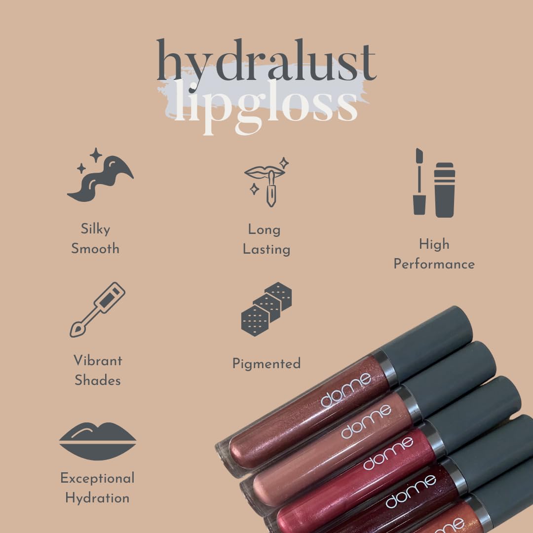 Dome Beauty Hydralust Lipgloss - Hydrating Lip Gloss For Glossy Lips, Lightweight, Non-Sticky Formula, Clean Beauty Lip Makeup, Moisturizing Shine, Vegan, Cruelty-Free (Indira, 0.20 Oz) : Beauty & Personal Care