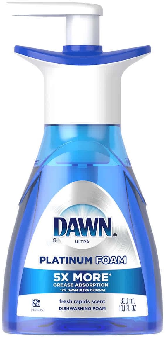 2 Pk. Dawn Ultra Platinum Foam Dishwashing Fresh Rapids Scent 10.1 fl oz 190 Pumps (20.2 Fl Oz 380 Pumps Total)