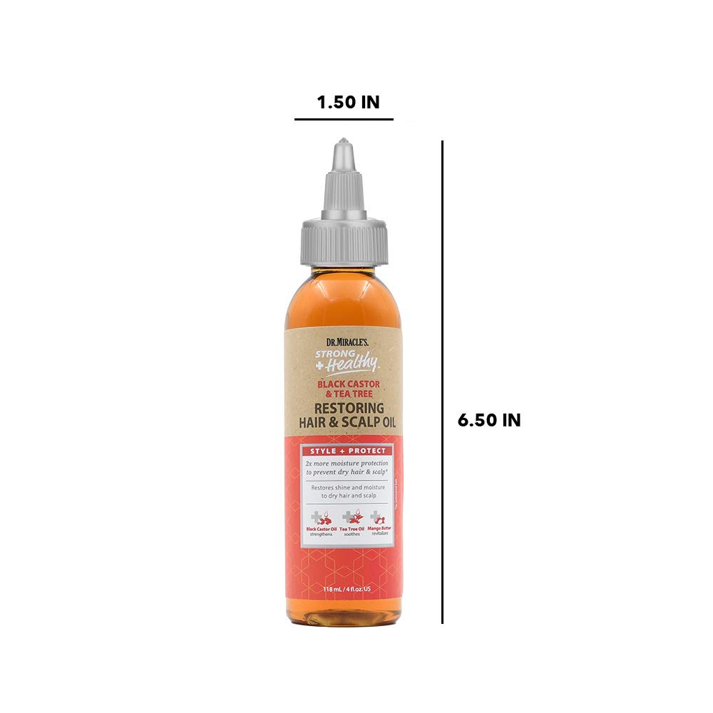 Dr. Miracle'S Strong & Healthy Restoring Oil With Black Castor Oil, Tea Tree Oil, And Mango Butter For 2X Moisture - 4Oz : Beauty & Personal Care