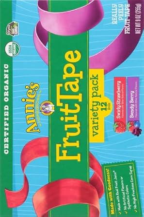 Annie'S Organic Fruit Tape, Swirly Strawberry And Bendy Berry Flavors, Variety Pack, Kids Snacks, Back To School Snacks, 12 Rolls, 9 Oz