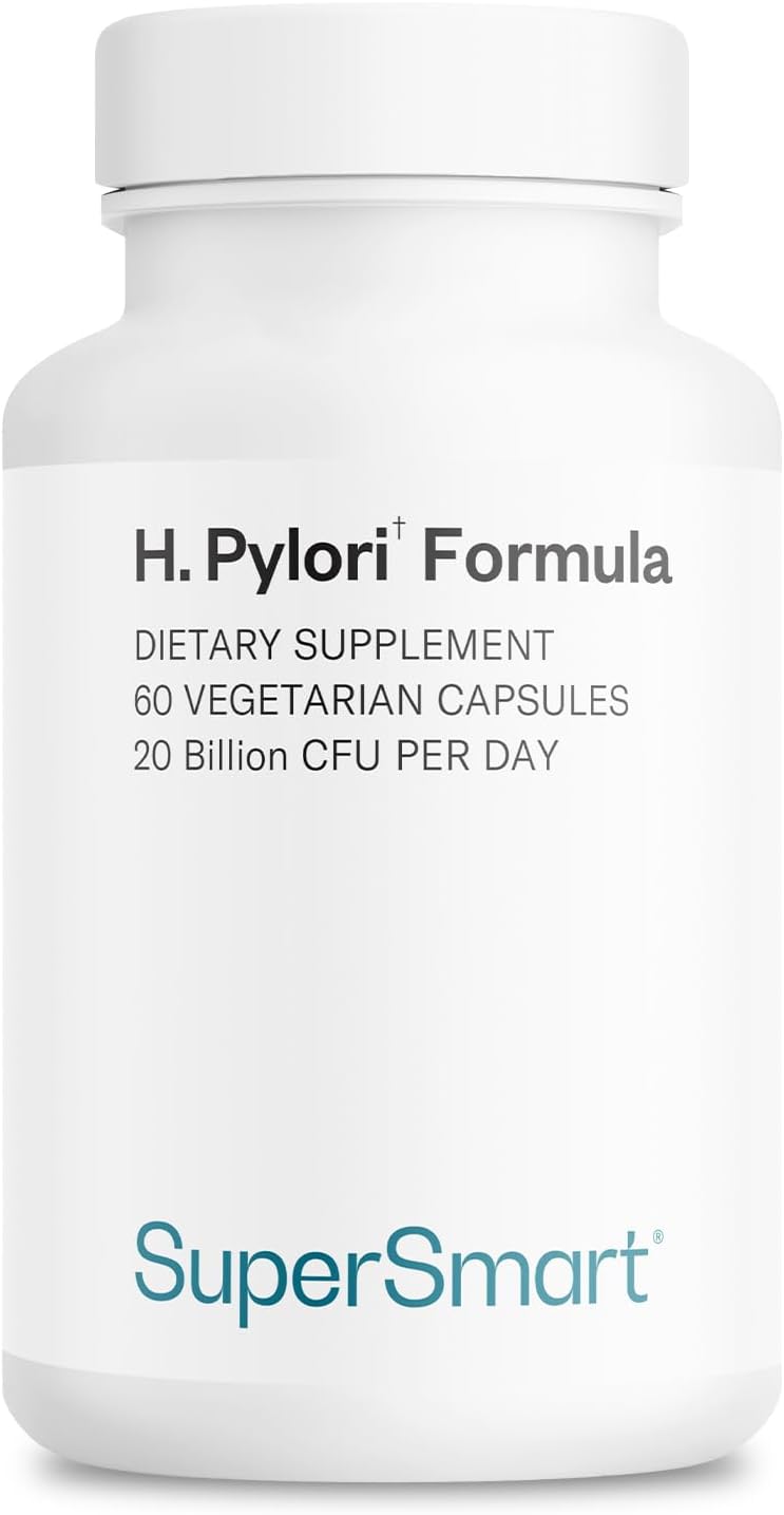 Supersmart H. Pylori Advanced Formula (Mastic Gum, Probiotics & Prebiotic) - Complete Action | Made In Usa | Non-Gmo & Gluten Free - 60 Vegetarian Capsules