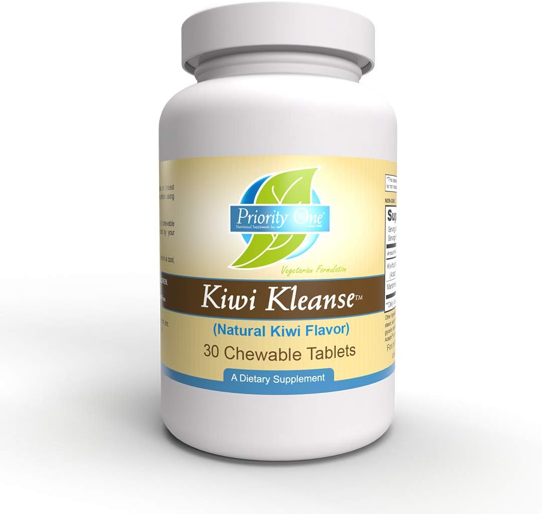 Priority One Vitamins Kiwi Kleanse 30 Chewable Tablets - Easy to Administer Relief for Occasional Constipation.* Clinical Strength