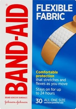 Band-Aid Brand Flexible Fabric Adhesive Bandages, Comfortable Flexible Protection & Wound Care Of Minor Cuts & Scrapes, Quilt-Aid Technology To Cushion Painful Wounds, All One Size, 30 Ct