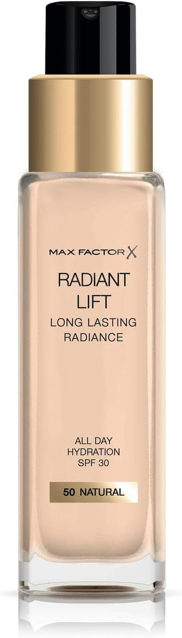 Max Factor Radiant Lift Liquid Pump Medium To Full Coverage Radiant Finish Foundation With Spf30 And Hyaluronic Acid, 085 Caramel, Dark Skin Tone, 30Ml