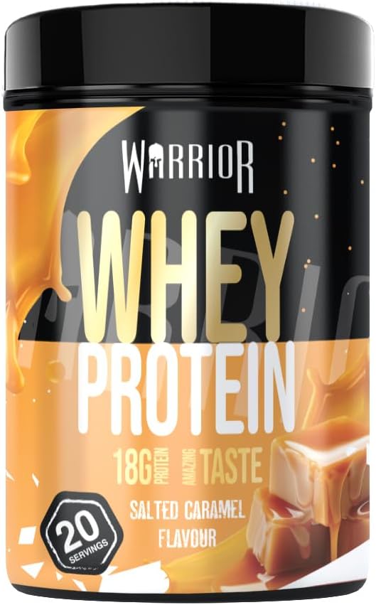 Warrior Whey Protein Powder 500G - Up To 36G* Protein Per Shake – Low Sugar - Muscle Growth And Recovery Drink - Amazing Taste - 20 Servings - Gmp Certified (Salted Caramel)