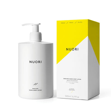 Nuori Enriched Hand & Body Lotion| Lightweight, Moisturizing, Antioxidant Protection, All Natural Skincare, 500 Ml / 16.9 Fl Oz