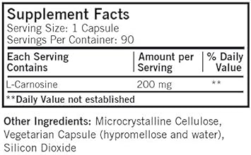 Kirkman – L-Carnosine 200 Mg - Hypoallergenic – 90 Vegetarian Capsules – Amino Acid – Gluten Free – Casein Free