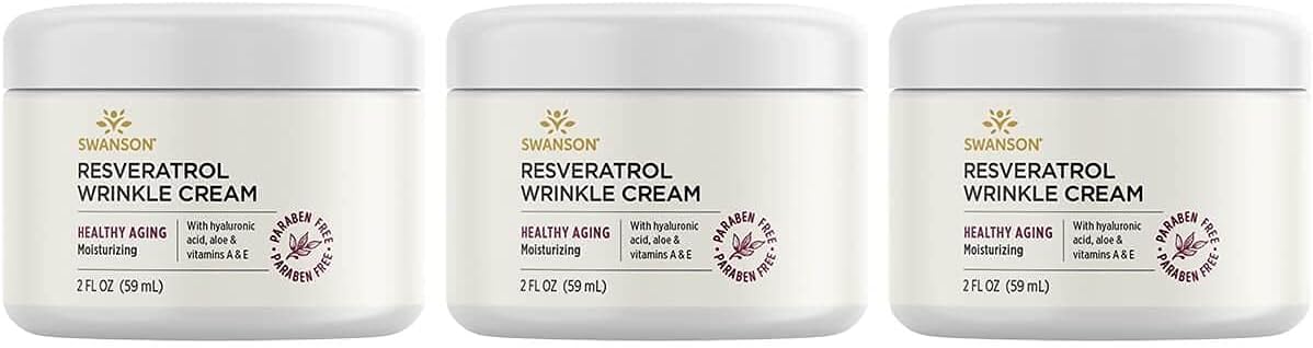 Swanson Resveratrol Wrinkle Cream 2 Fl Oz Cream 3 Pack