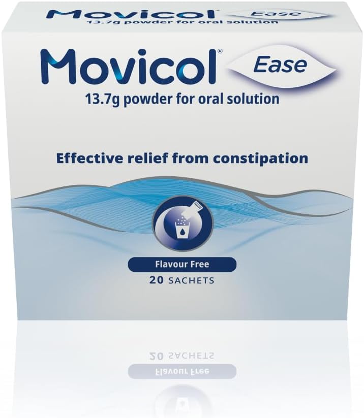 Movicol Ease Stick Sachets, Flavor Free, 20 Sachets, Constipation Relief For Adults, Laxatives, Relief, Hydrates, Softens & Help Restore Natural Bowel Movement