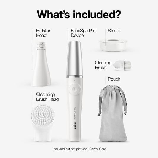 Braun Face Epilator Facespa Pro 910, Facial Hair Removal For Women, Hair Removal Device, Epilator For Women, 2 In 1 Epilating And Cleansing Brush