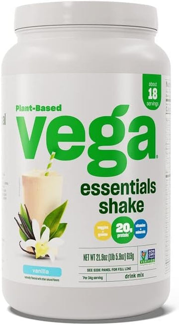 Vega Essentials Plant Based Protein Powder, Vanilla - Vegan, Superfood, Vitamins, Antioxidants, Keto, Low Carb, Dairy Free, Gluten Free, Pea Protein For Women & Men, 1.3 Lbs (Packaging May Vary)